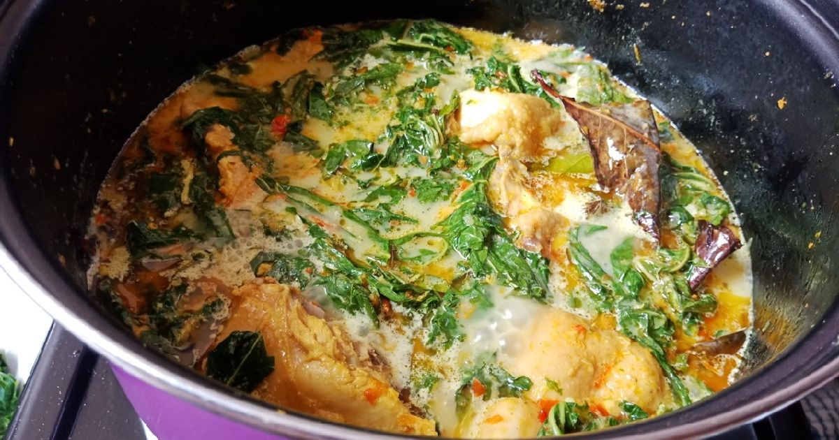 Gulai ayam daun singkong, ala masakan padang