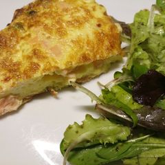 Smoked salmon, pea and feta frittata A picture of Smoked salmon, pea and feta frittata.