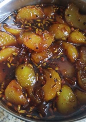 A picture of Amla sweet pickle.
