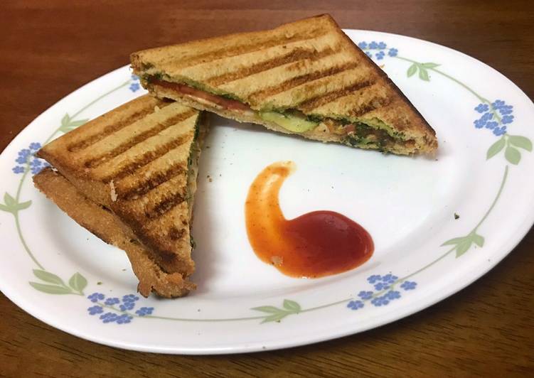 Simple Way to Make Quick Vegetable cheese grilled sandwich