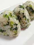 Komatsuna and Shirasu Rice Balls (Onigiri)