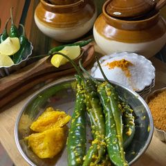 A picture of Nimbu mirch ka achaar /lemon chilli pickle.