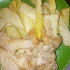 A picture of Fried yam and egg.