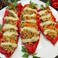 Stuffed peppers with a twist! No meat A picture of Stuffed peppers with a twist! No meat.