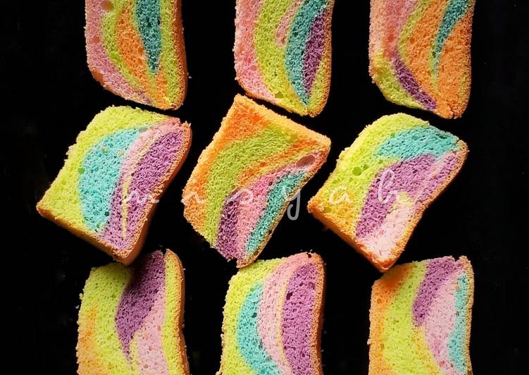 Cara Gampang meracik Rainbow Chiffon 🌈 (Metode sederhana TANPA aduk balik) Anti Gagal