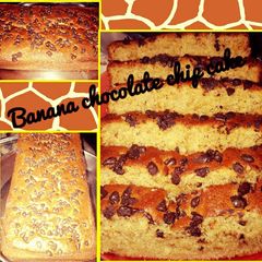 A picture of Banana chocolate chip cake.