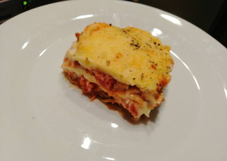 Cheesy, saucy lasagna