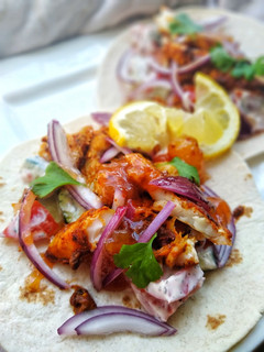 A picture of Curried Fish Tortillas.