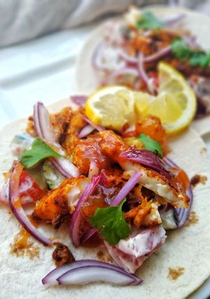 A picture of Curried Fish Tortillas.