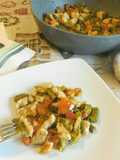 Bocconcini di pollo con asparagi e carciofi
