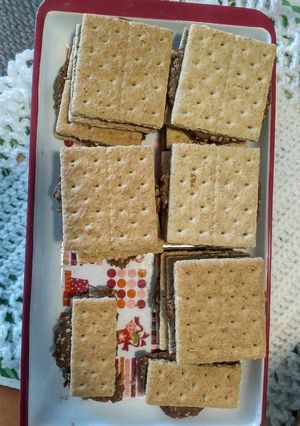 A picture of New Years No Bake Oat-Chocolate-PB Grahams.