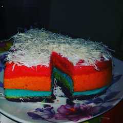 A picture of Rainbow cheese cake.