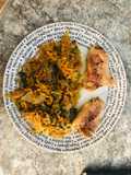Contramuslos de pollo sin piel, acompañadas de verduras julianas