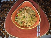Una foto de arroz frito sin aceite