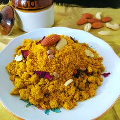 A picture of Winter special kacchi haldi ki panjiri /raw turmeric panjiri.