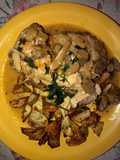 Pollo al Champiñón con Papas Especiadas