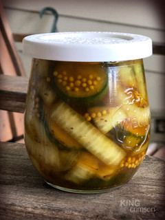 A picture of Mr. Jim's Spicy Bread & Butter Pickles.