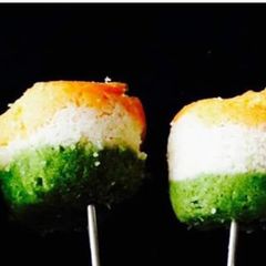 Tricolour Idli Lollipop A picture of Tricolour Idli Lollipop.