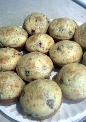 A picture of Major's Jiffy™ raspberry corn muffins.