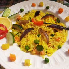 A picture of Fried rice with haldi(Haldi have medical properties for health).