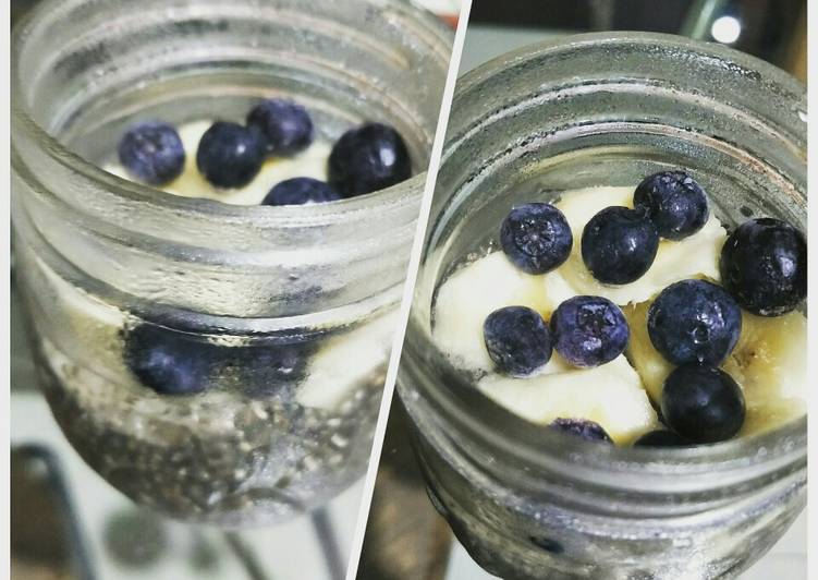 Puding chia seed pisang blueberry gluten free casein free