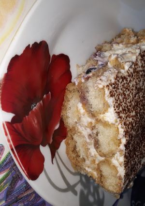 O poză a rețetei Tiramisu cu cremă de brânză și afine.