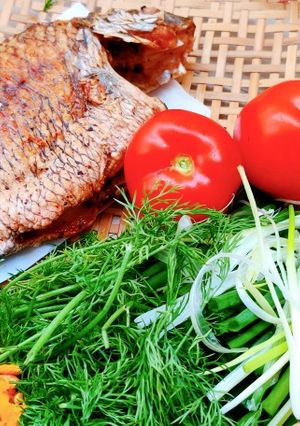 Hình của món CÁ TRÁP OM DƯA & CÀ.