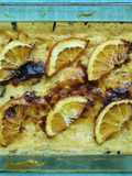 Leche asada con naranjas confitadas
