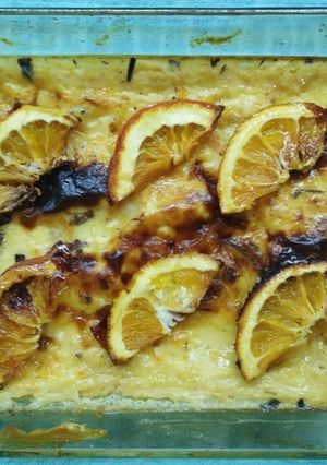 Una foto de Leche asada con naranjas confitadas