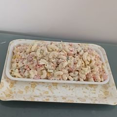 A picture of Cold macaroni pasta (creamy salad).