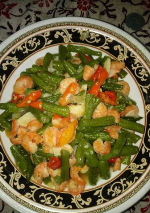Foto resep Tumis buncis udang pedas