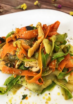 Фото Паста из овощей с морепродуктами.