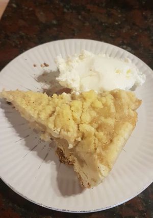 Una foto de Tarta crumble de peras y manzanas