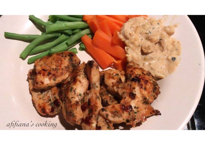 Easy Chicken Steak with Mushrooms Sauce (Diet mode)