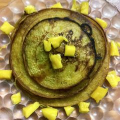 Mango custard pancakes A picture of Mango custard pancakes.