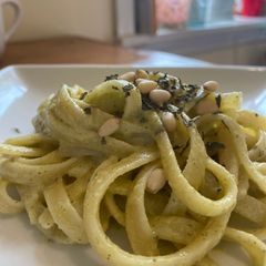 A picture of Light & creamy vegan lemon pesto.
