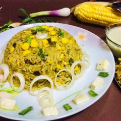 Sweet corn and Spinach pulao A picture of Sweet corn and Spinach pulao.