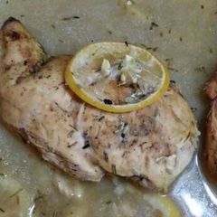 A picture of Lemon rosemary and garlic chicken.