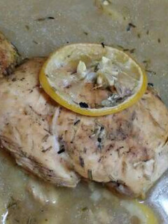 A picture of Lemon rosemary and garlic chicken.