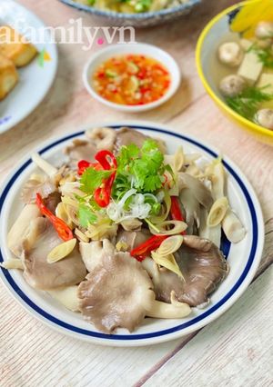 Hình của món Nấm Bào Ngư Hấp Sả Chấm Mắm Gừng.