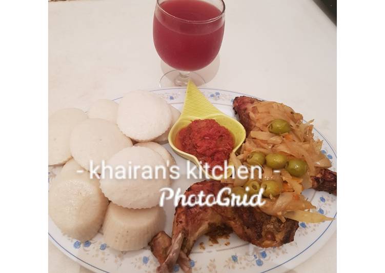 Easiest Way to Prepare Homemade Steamed rice cake and grilled chicken