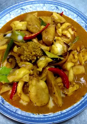 รูปของ ผัดเผ็ดไข่ปลาหมึกลูกกล้วยดิบ