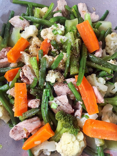 A picture of Stir-Fried Pork with Broccoli and Cauliflower.