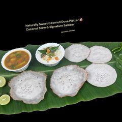A picture of 🌿 Naturally Sweet Coconut Dosa Platter 🥥 | Coconut Stew & Signature Sambar.