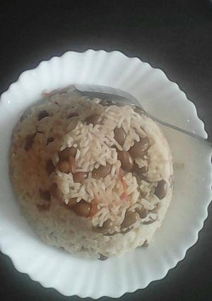 A picture of A mixture of Rice,Potatoes and Beans.