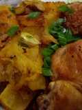 Frango Assado com Aipim e Alho