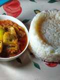 Scooped Rice and Garden Egg Sauce