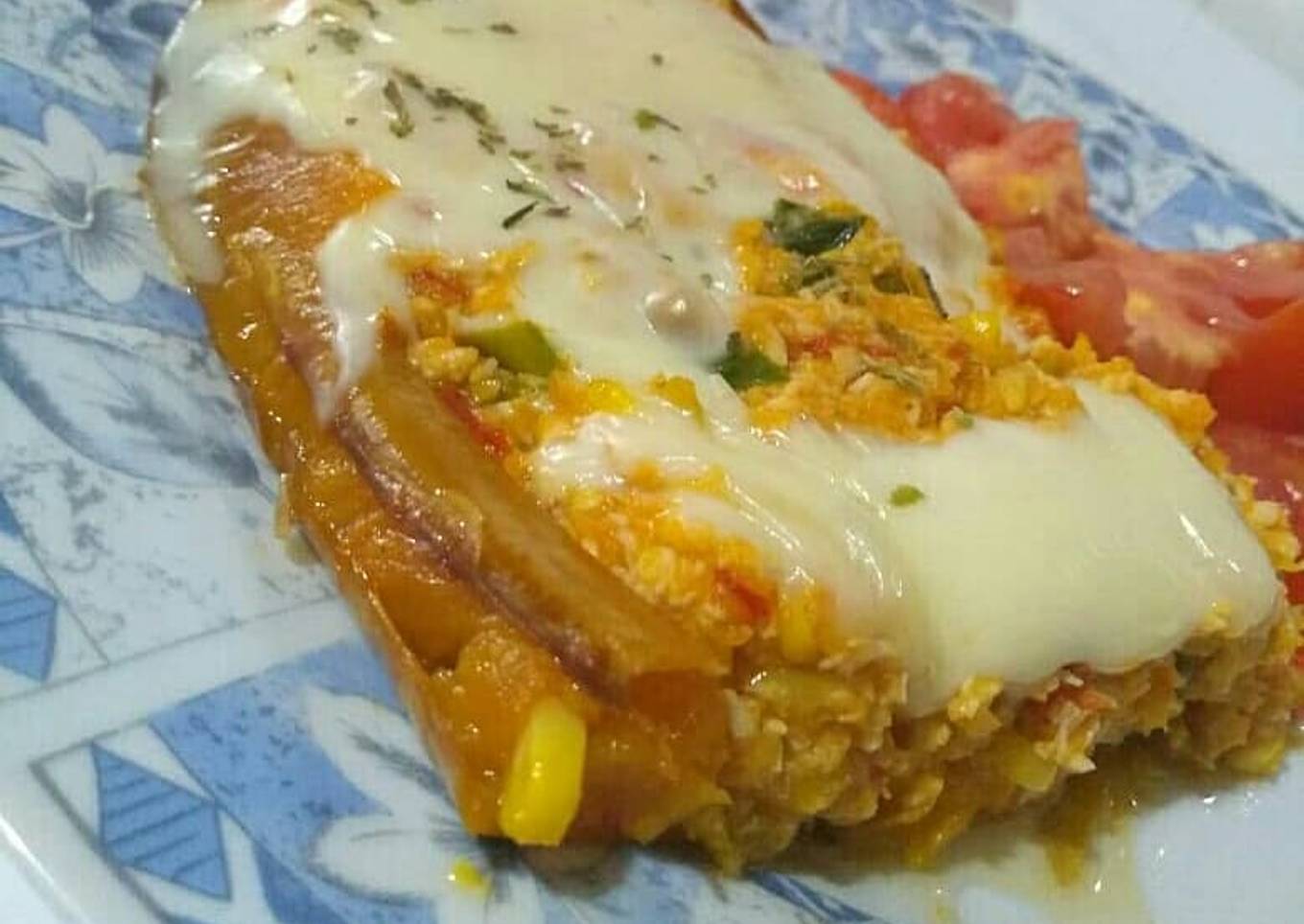 Calabaza rellena de pollo y choclo 😊