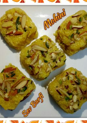 A picture of Sev barfi(sindhi style).