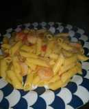 Pasta Penne con camarones a la mantequilla